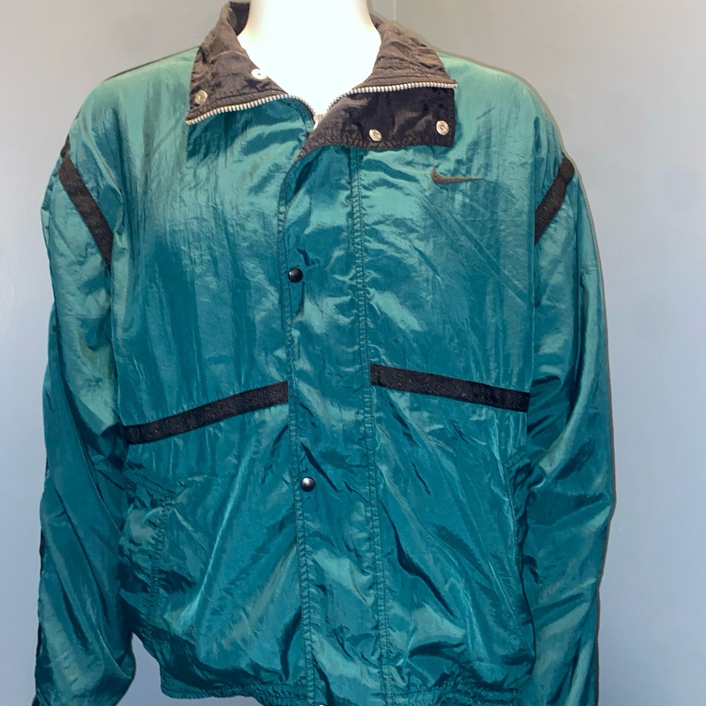 Vintage Nike Track Jacket Men's Size L – Black/Green Y2K Windbreaker